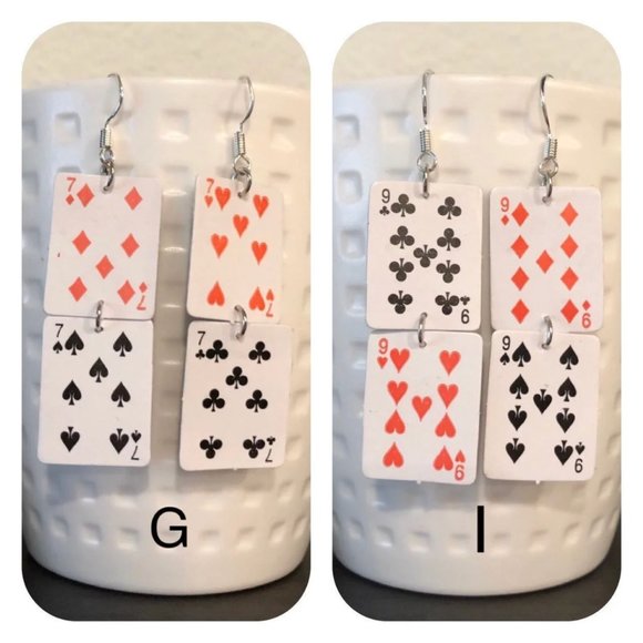 Mini poker earrings, playing cards earrings - Picture 5 of 8